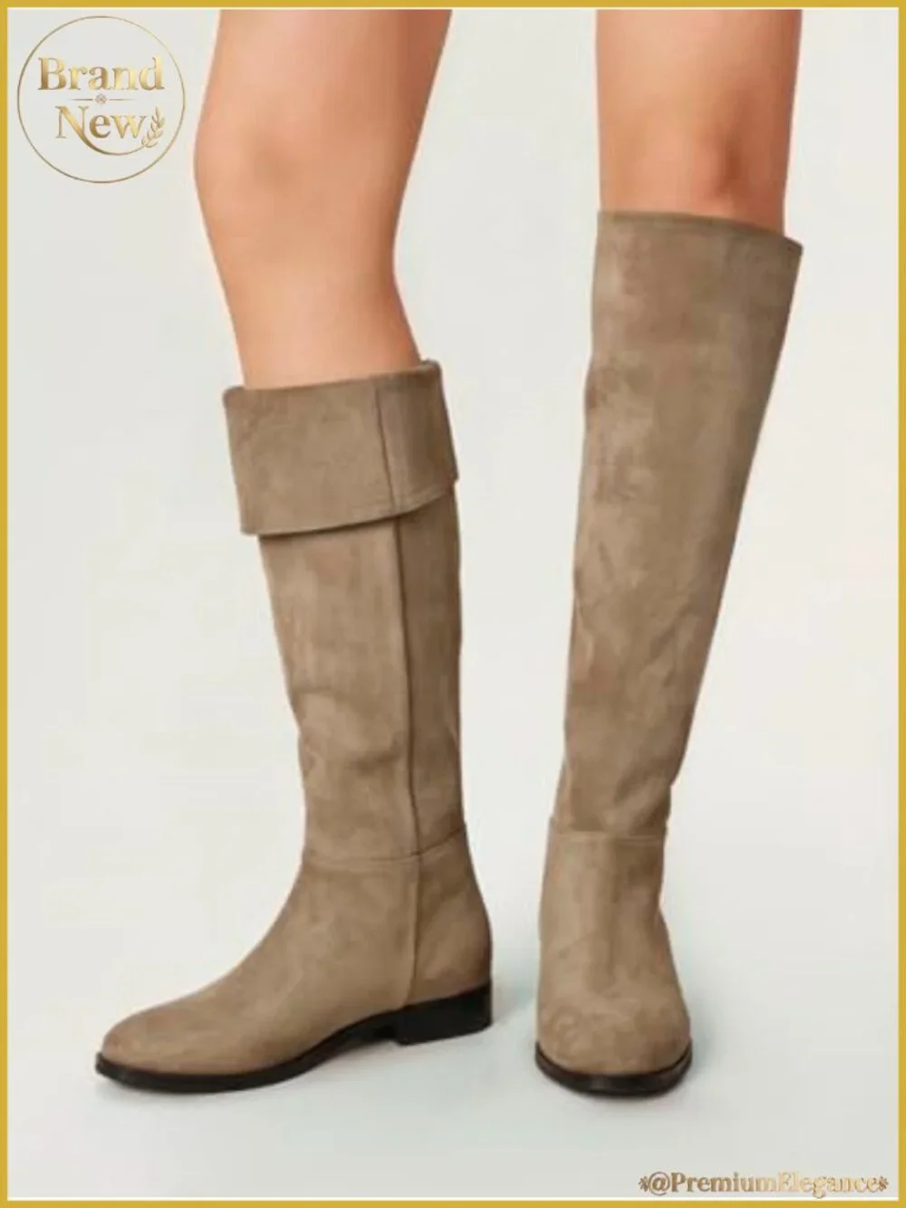 Suede Knee High Boots Convertible Fold Over Slouchy Flat Round Toe